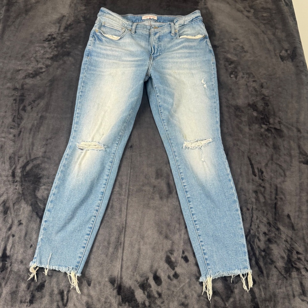 Lucky Brand Jeans Womens 10/30 Blue Distressed Frayed Hem Skinny Leg Denim